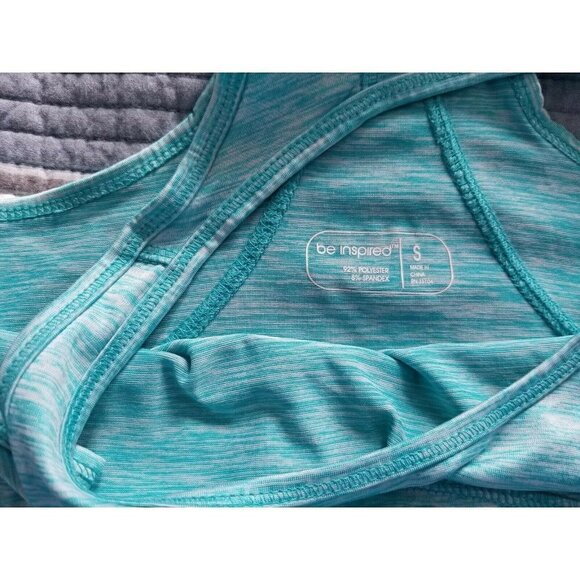 Be Inspired Activewear Tank Top With Racer Back Draw String Hem Teal Size (S) - Picture 5 of 7